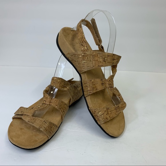 Vionic Paros Backstrap Sandals - Gold Cork 342 - Picture 2 of 9